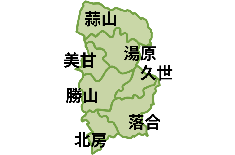 真庭市の行政区分